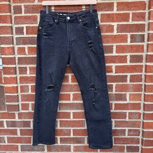 Song Timeless Fit Jeans Size 7 Black Distressed Stretch